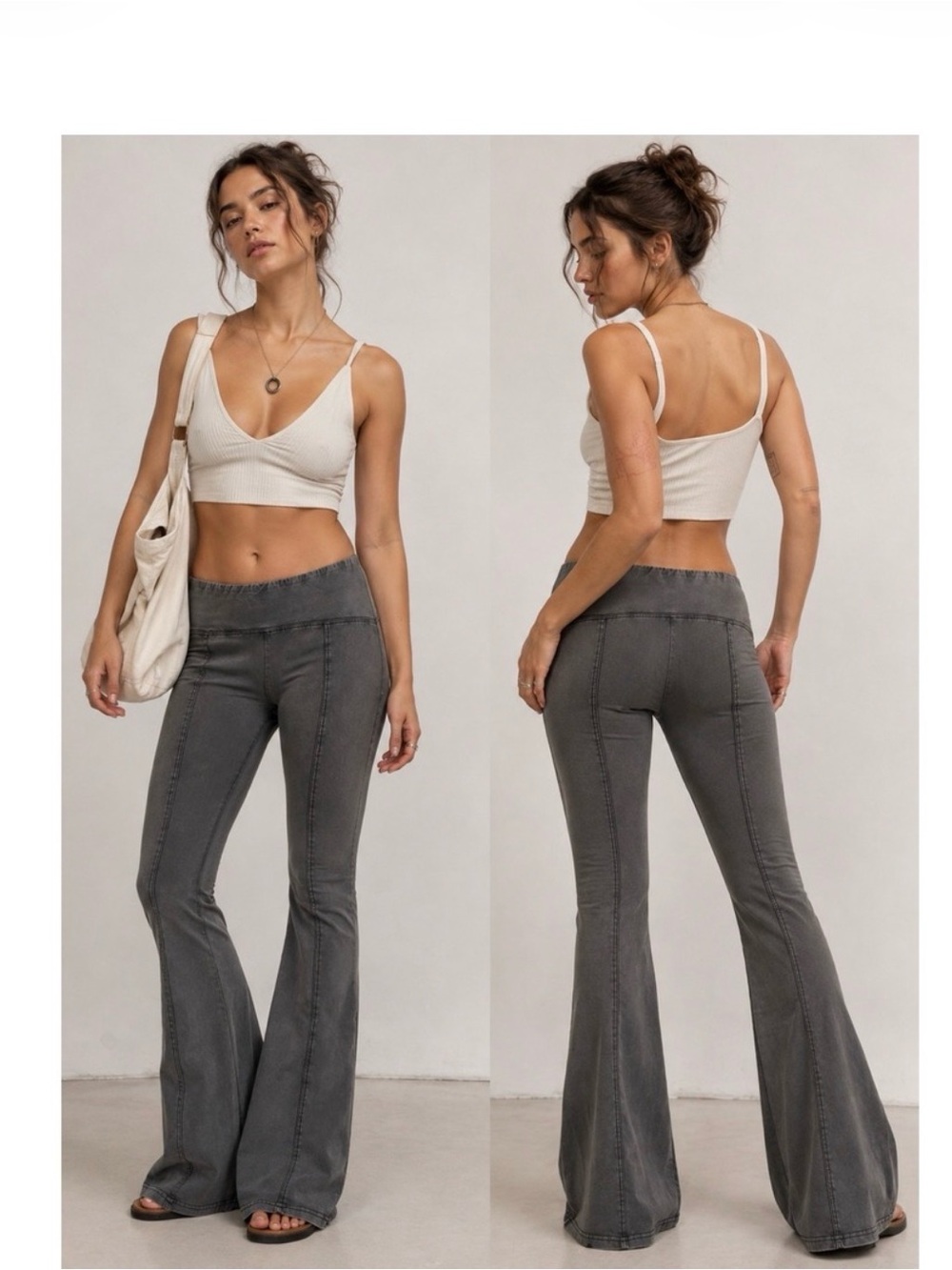 Urban Outfitters Out From Under Aria Grey charcoal flare legging size small